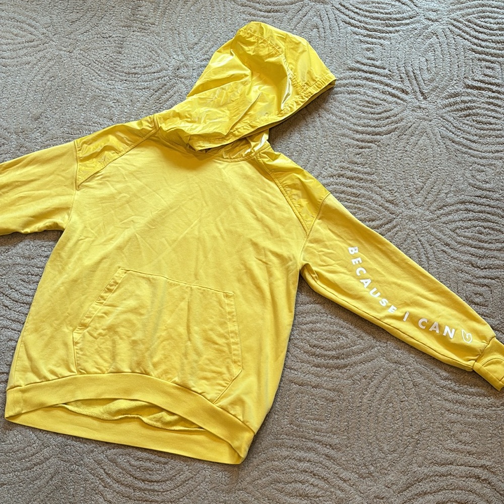 ATHLETA GIRL 14 Yellow x Simone Biles "Because I Can" Hoodie Kangaroo Pouch